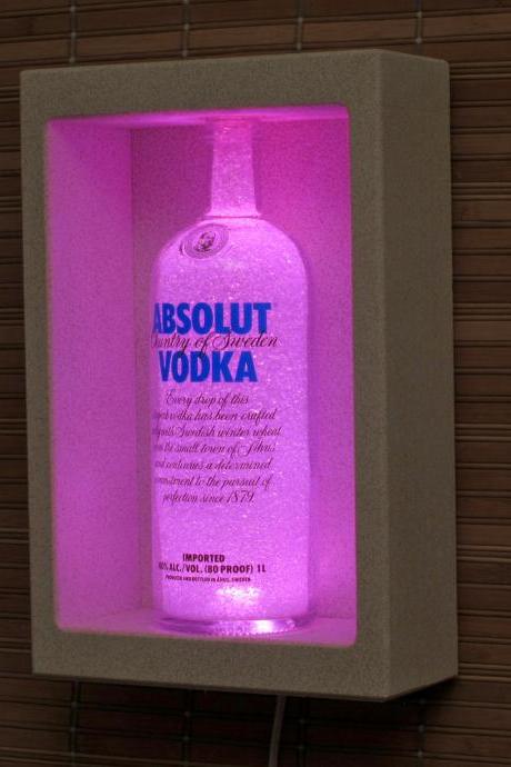 Absolut Vodka Shadowbox Sconce Color Changing Liquor Bottle Lamp Bar Light Led Remote Controlled Eco Friendly Led