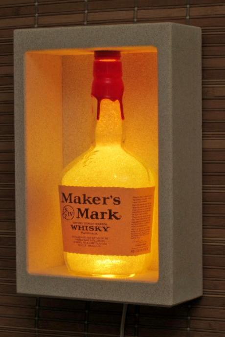 Makers Mark Color Changing LED Sconce Lighted Bottle Remote Controlled Shadow box Wall Mount Liquor Bottle Lamp Bar Light Man Cave Decor