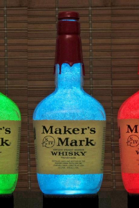 Makers Mark Kentucky Straight Bourbon Whiskey Color Changing Bottle Lamp Bar Light Led Remote Controlled Eco Led -bodacious Bottles-