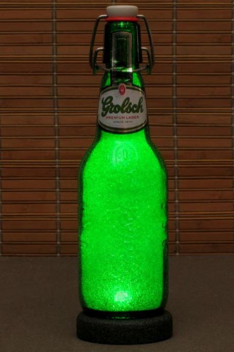 Grolsch Lager LED Beer Bottle Lamp Big 16oz Night Light Bar Lamp Man Cave Pub Holland
