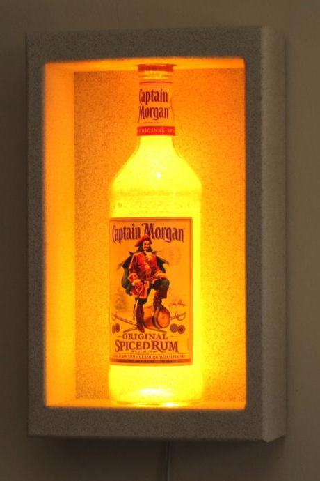 Captain Morgan Spiced Rum Shadowbox Sconce Color Changing Liquor Bottle Lamp Bar Light LED Remote Controlled Eco Friendly LED
