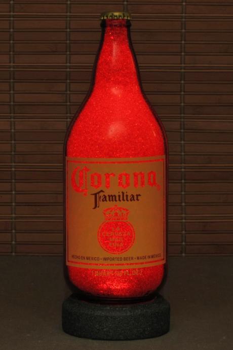 Corona Familiar 1 Quart Beer Lighted Bottle Lamp Cerveza Night Light Bar Man Cave Ruby Red Glow Mexico