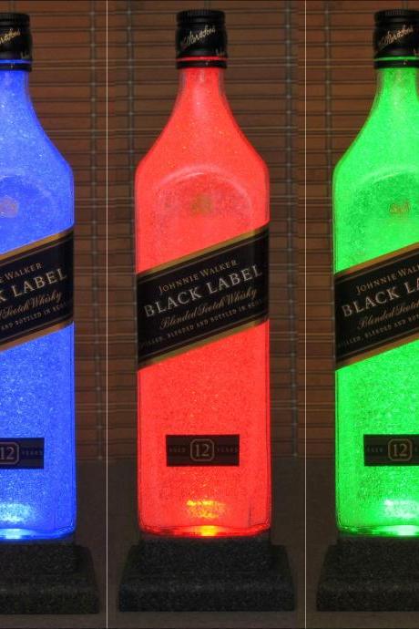 Johnnie Walker Black Label Whiskey Color Changing Led Remote Control Bottle Lamp Light Bodacious Bottles
