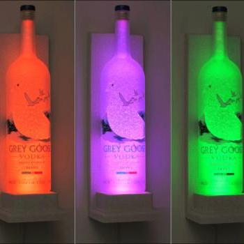 Grey Goose Vodka Wall Mount Sconce Color Changing LED Remote Control Bottle Lamp Bar Light Bodacious Bottles