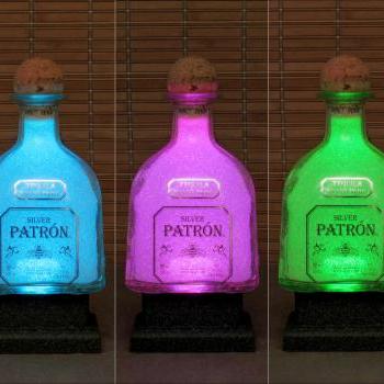 750ml Patron Silver Tequila Color Changing LED Bottle Lamp Remote Controlled Eco Friendly Bar Light -Bodacious Bottles-