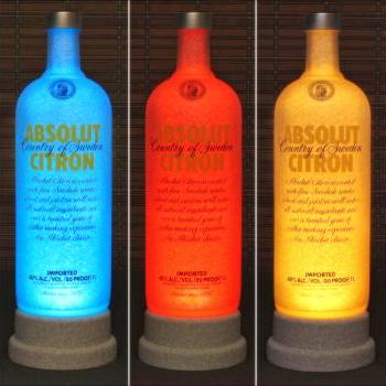 Absolut Citron Vodka Color Changing LED Remote Controlled Bar Light Intense Sparkle-Bodacious Bottles-