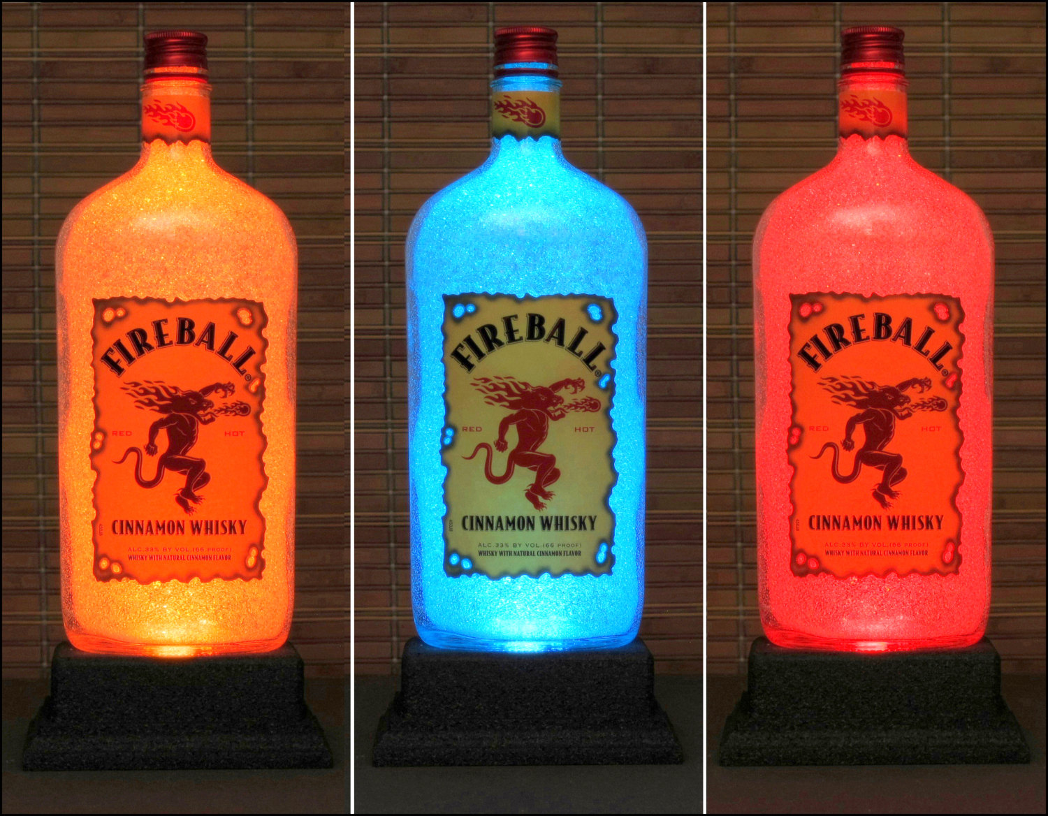 Fireball Cinnamon Whiskey Color Changing Bottle Lamp Bar Light Led