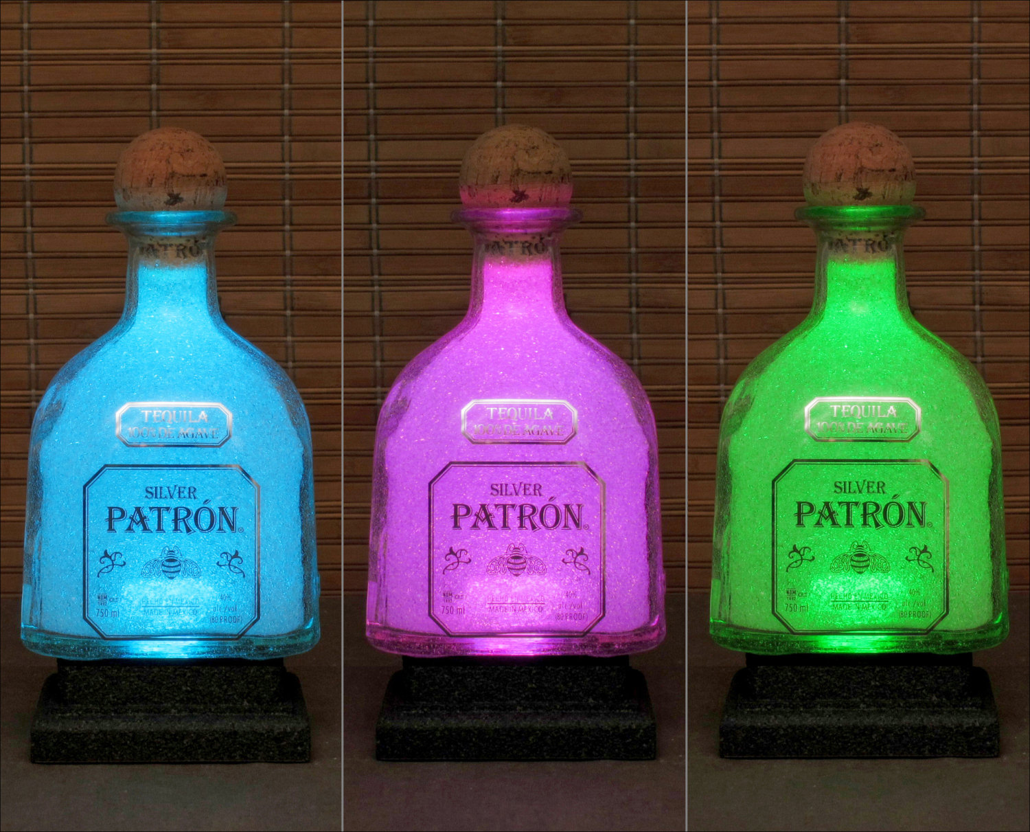 Patron Silver Tequila Controlled 16 Color Changing LED Liquor Bottle Lamp Light Man on Luulla