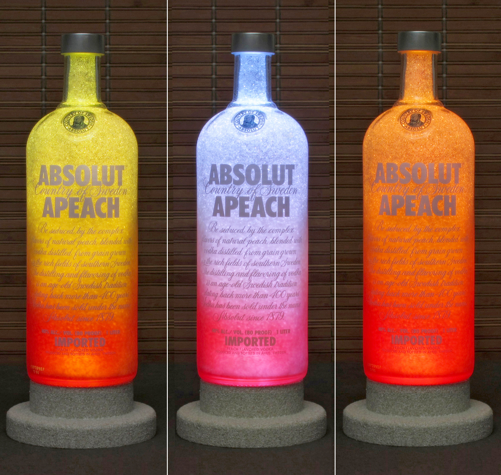 Absolut Peach Vodka Color Changing Led Remote Controlled Led Bottle